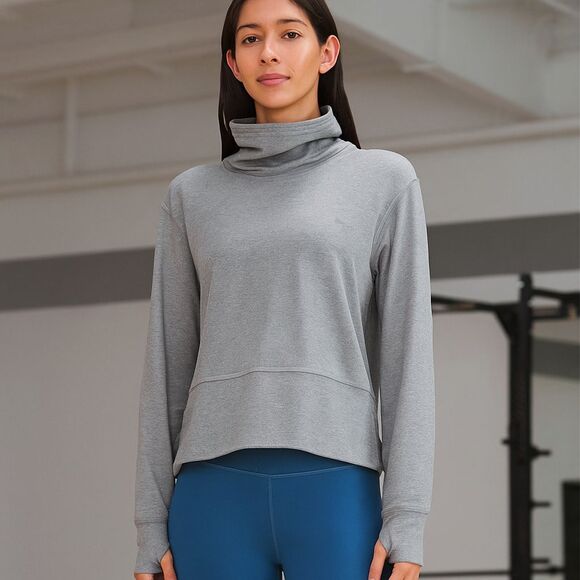 Lululemon Sweaters - Lululemon Ready to Rulu Crop Sweater Women 12 Gray Pullover Funnel Neck Athletic